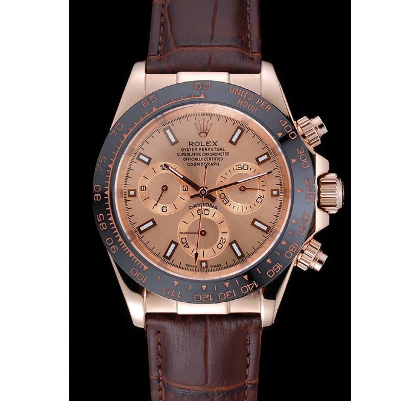 Best AAA Replica Sites Rose Bracelet Leather Cosmograph Brown Rolex Gold 1454243 Daytona Dial Brown Case 0518